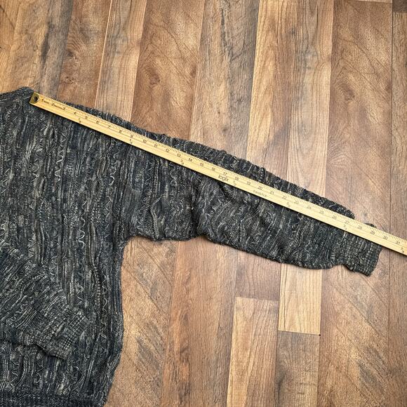 J Ferrar Coogi Style Sweater Men's Medium Gray Crew Neck Textured Knit 6493 - Picture 7 of 9